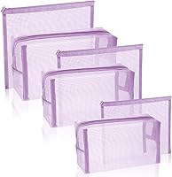 Vista 9 de 6 bolsas de maquillaje de malla, bolsa de cosméticos de malla, portátil, organizador de viaje, bolsa con cremallera, bolsas de maquillaje