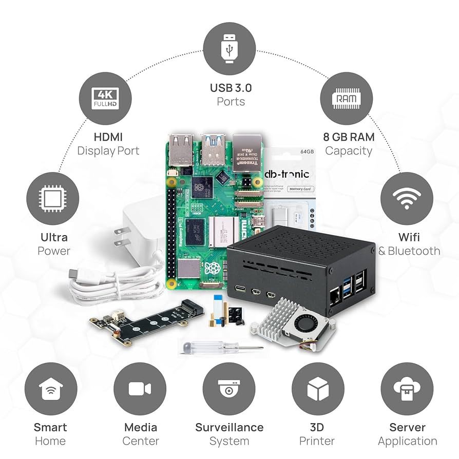 Amazon.com: Raspberry Pi 5 8GB PCIe M.2 NVMe - Set | Metal