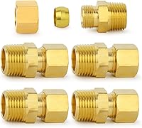 ChillWaves 5-Pack Brass Compression Tube Fittings 1/2" OD x 1/2" NPT Male Union Connectors - Leak-Proof, No-Weld Plumbing