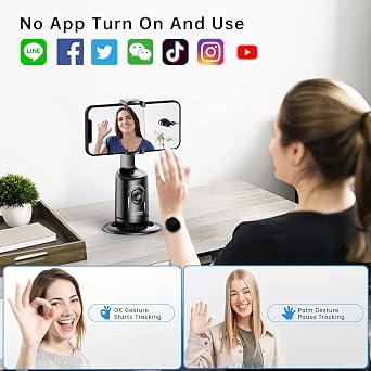 Auto Tracking Phone Holder, Auto Face Tracking Tripod, Portable All-in-one Smart Selfie Stick 360 Rotation Fast Face & Object Tracking Cameraman Robot Mount for Phone Video Vlog Live Streaming(Black)