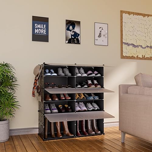 Miniatura 2 de Zapatero de 6 niveles, armario de almacenamiento de zapatos de 24 pares de estantes de plástico para zapatos, organizador para armario, pasillo,