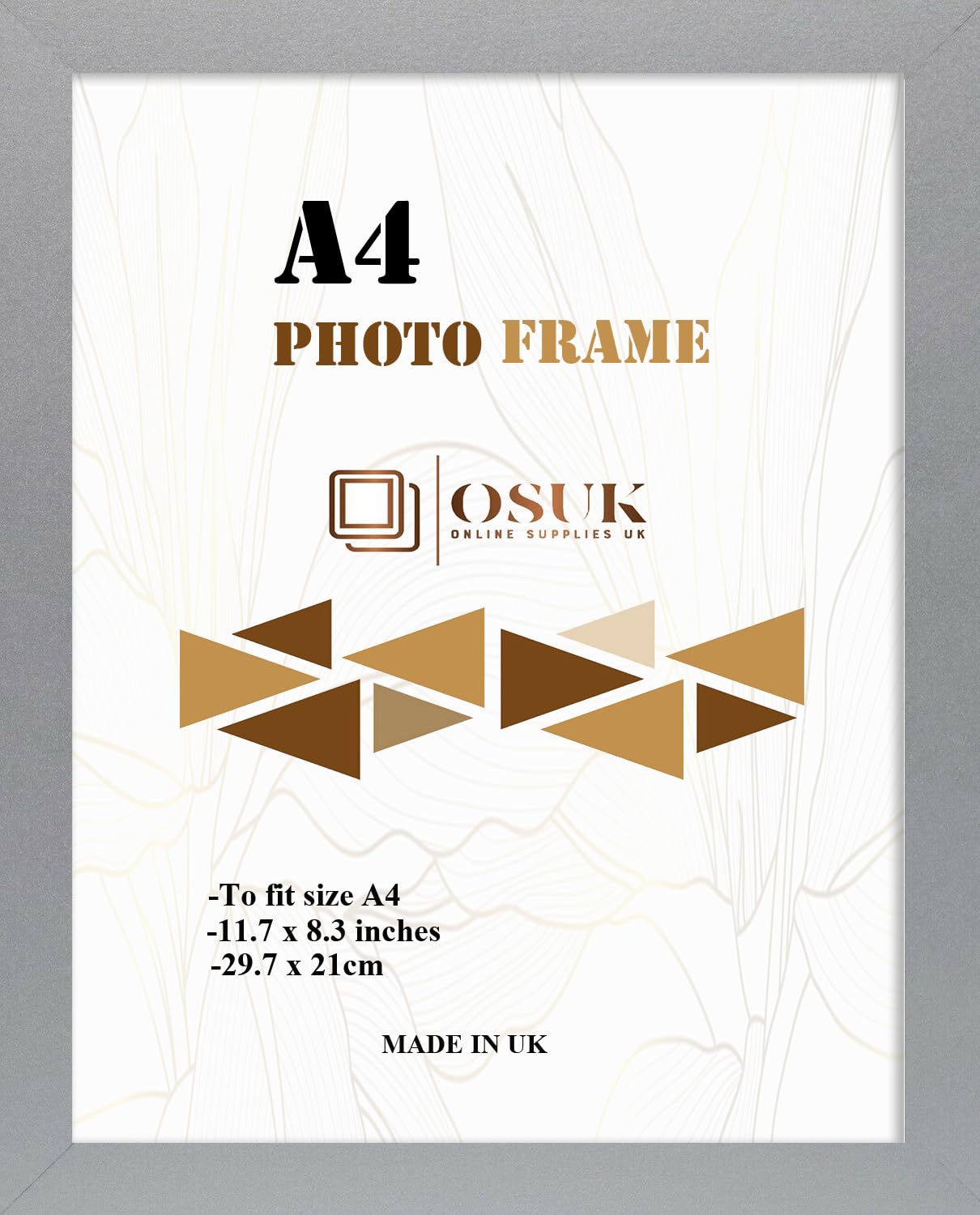 Frame Eazy Silver Osuk A4 Frame In Size 21 X 29.7 Cm Frame A4 Photo Frame With Clear Perspex Front & Wall Mounting To Hang Portrait Or Landscape (Silver)