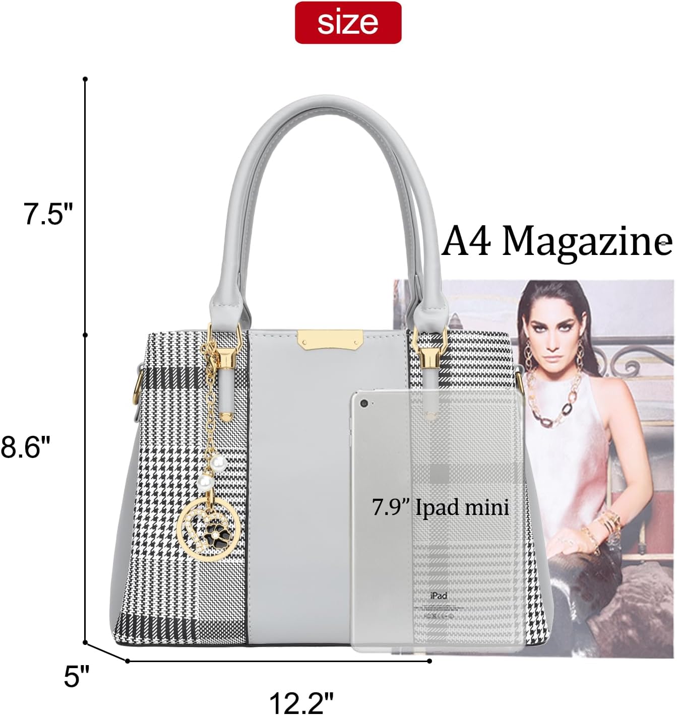 KKXIU 3 Zippered Compartments Purses and Handbags for Women Top Handle Satchel Shoulder Ladies Bags - Image 6