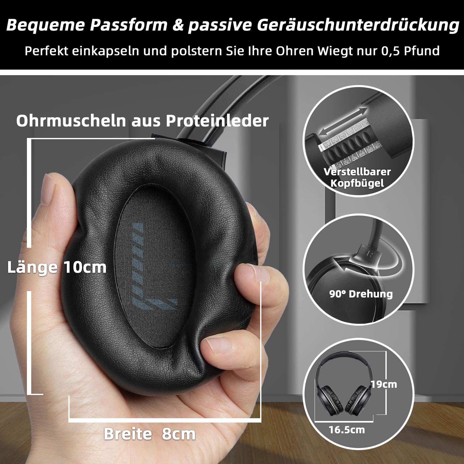 Holdsound Cuffie TV Wireless per Anziani, Senza Latenza Audio | Cuffie per TV Senza Fili con Trasmettitore USB, Alto Volume, Riproduzione Audio di 40 Ore, Plug And Play