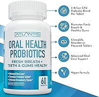 Vista 2 de Atlantis Nutrition - Tabletas masticables de probióticos orales - Probiótico dental para el cuidado de las encías y los dientes - Tratamiento