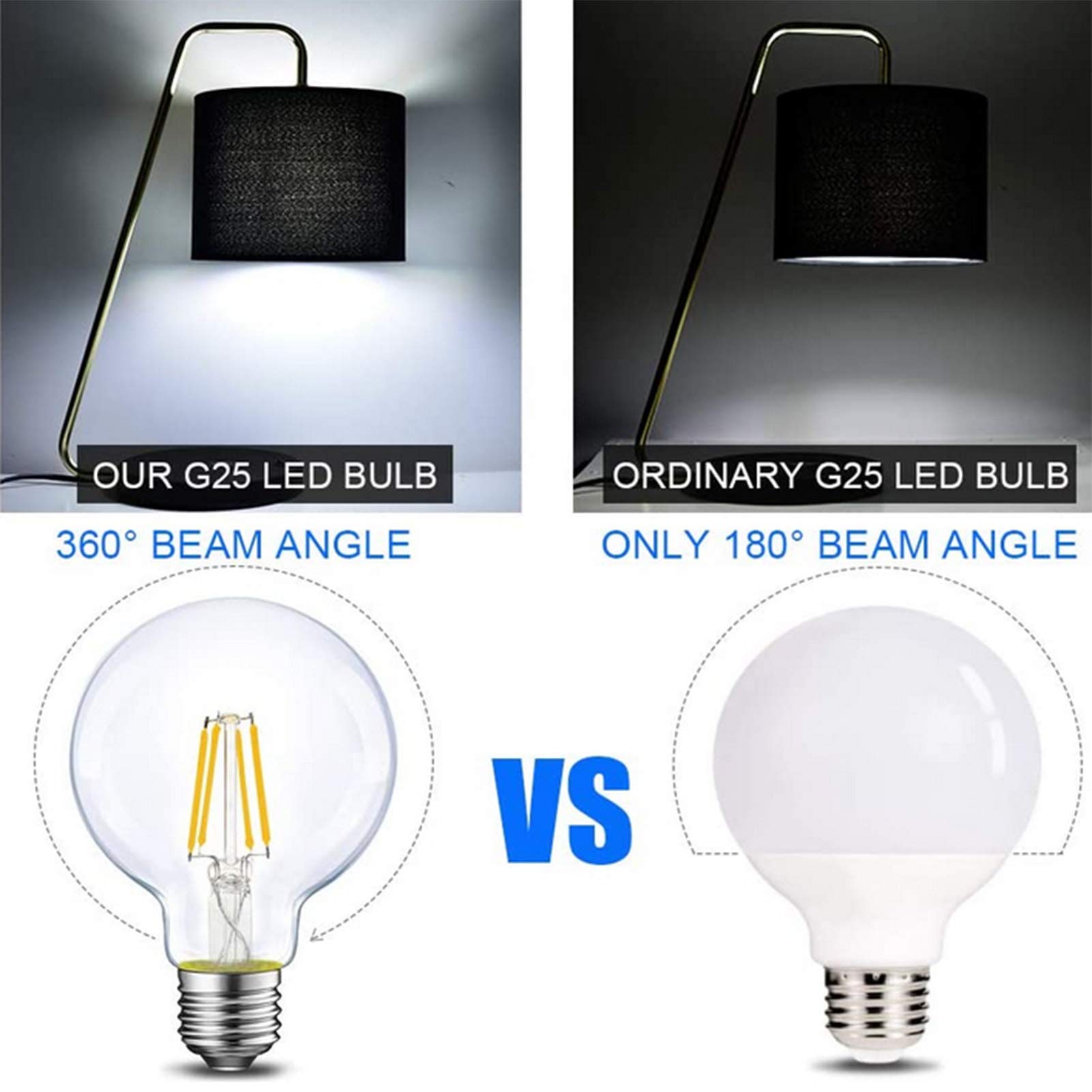 Paquete 10 bombillas LED G80, lámpara incandescente 12w = 120w, bombilla filamento Edison Vintage no regulable, base E27 360 grados; Ángulo haz Sin parpadeo Proyector paisaje