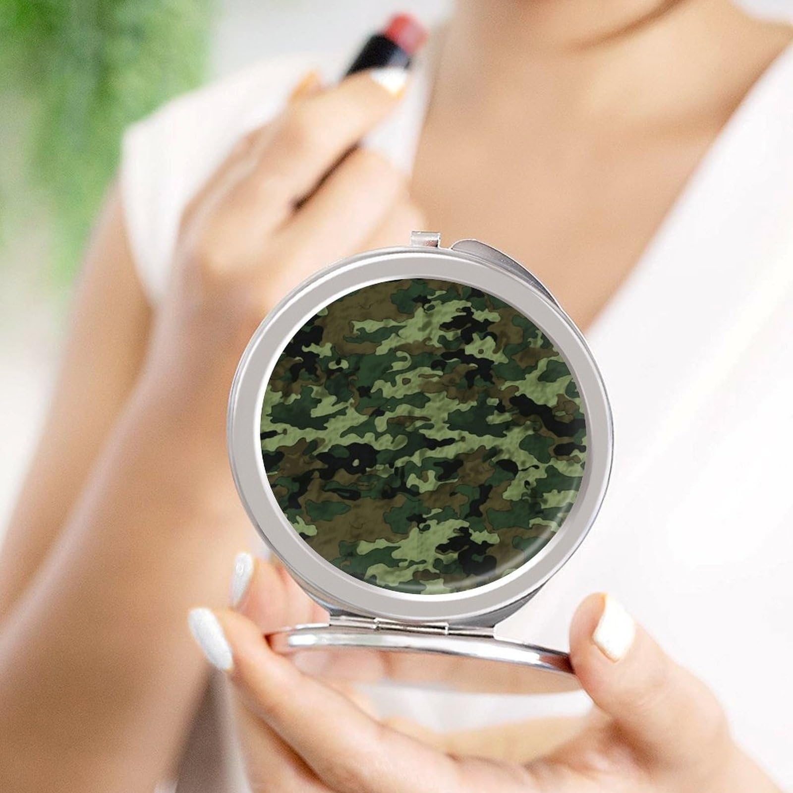 Amazon.com: IOLVSHGH Green Military Camo Travel Compact Mirror