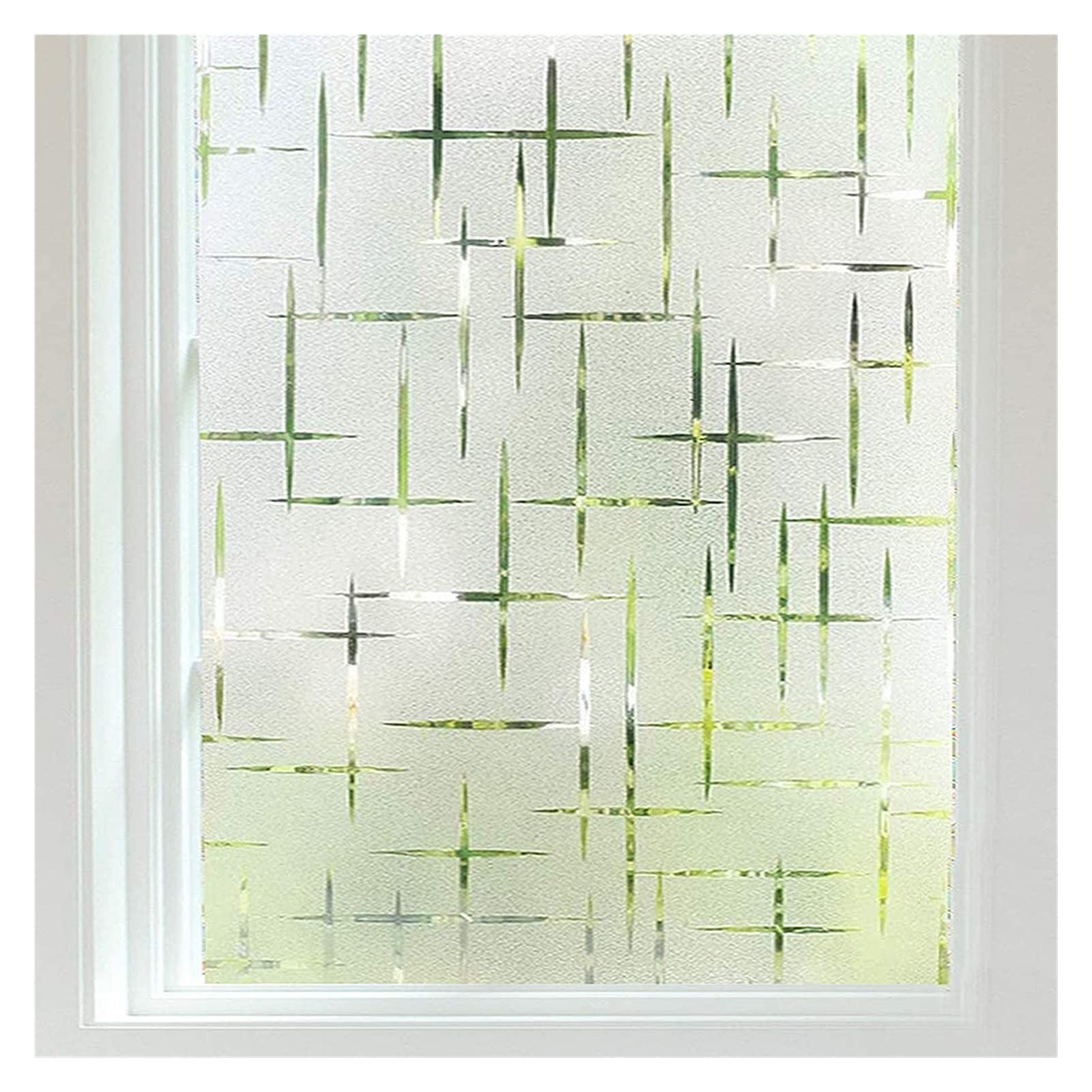 Stained Glass Window Film Window Film Frosted Glass Film Sun Blocking Static Clings Non-Adhesive Heat Control Home Office Decorative Stickers(Black,90x300cm)