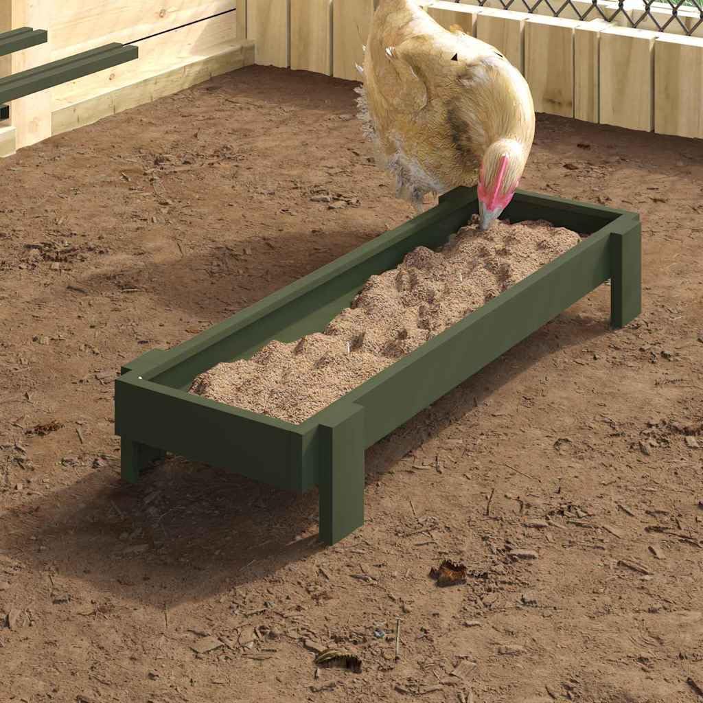 vidaXL Mangiatoia per polli Verde oliva 80 x 28 x 13.5 cm