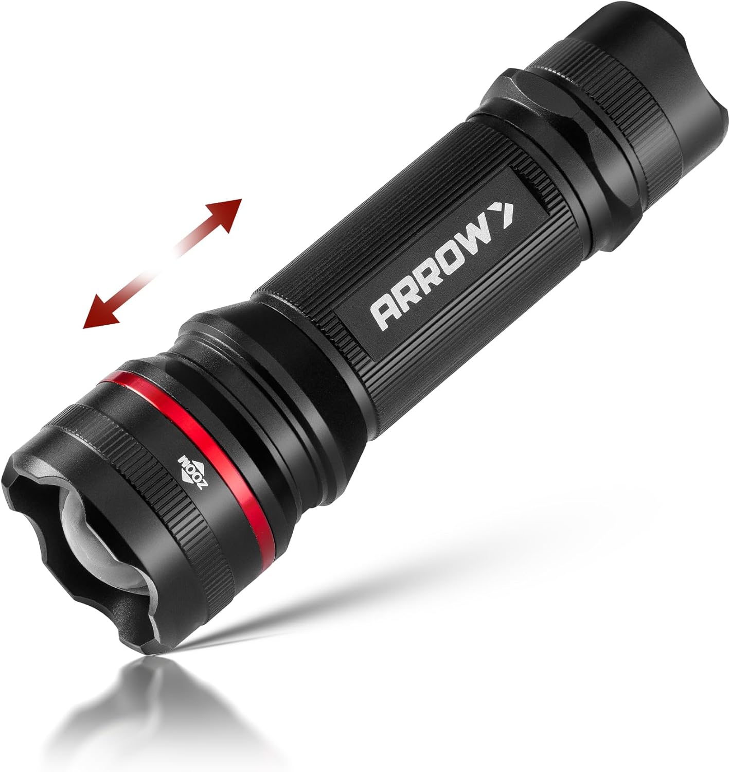 Arrow 500 Lumen Zoomable LED Flashlight - High/Mid/Low/Strobe Modes, Aircraft Aluminum, Batteries Included for Camping, Emergencies