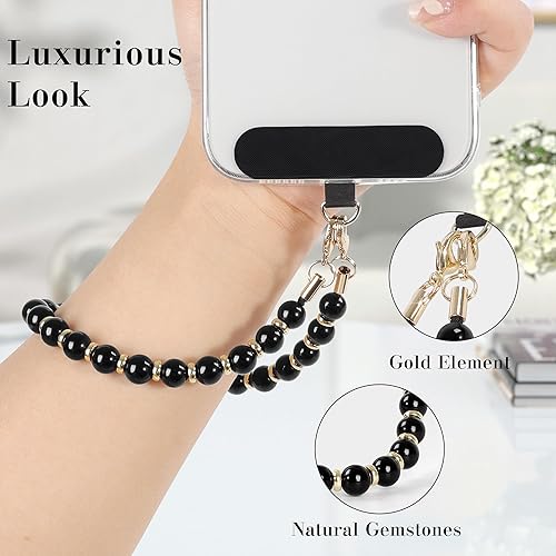 Miniatura 4 de takyu Dije para teléfono, correa de pulsera con cuentas para teléfono con piedras preciosas naturales para mujeres y niñas, cordón de muñeca manos