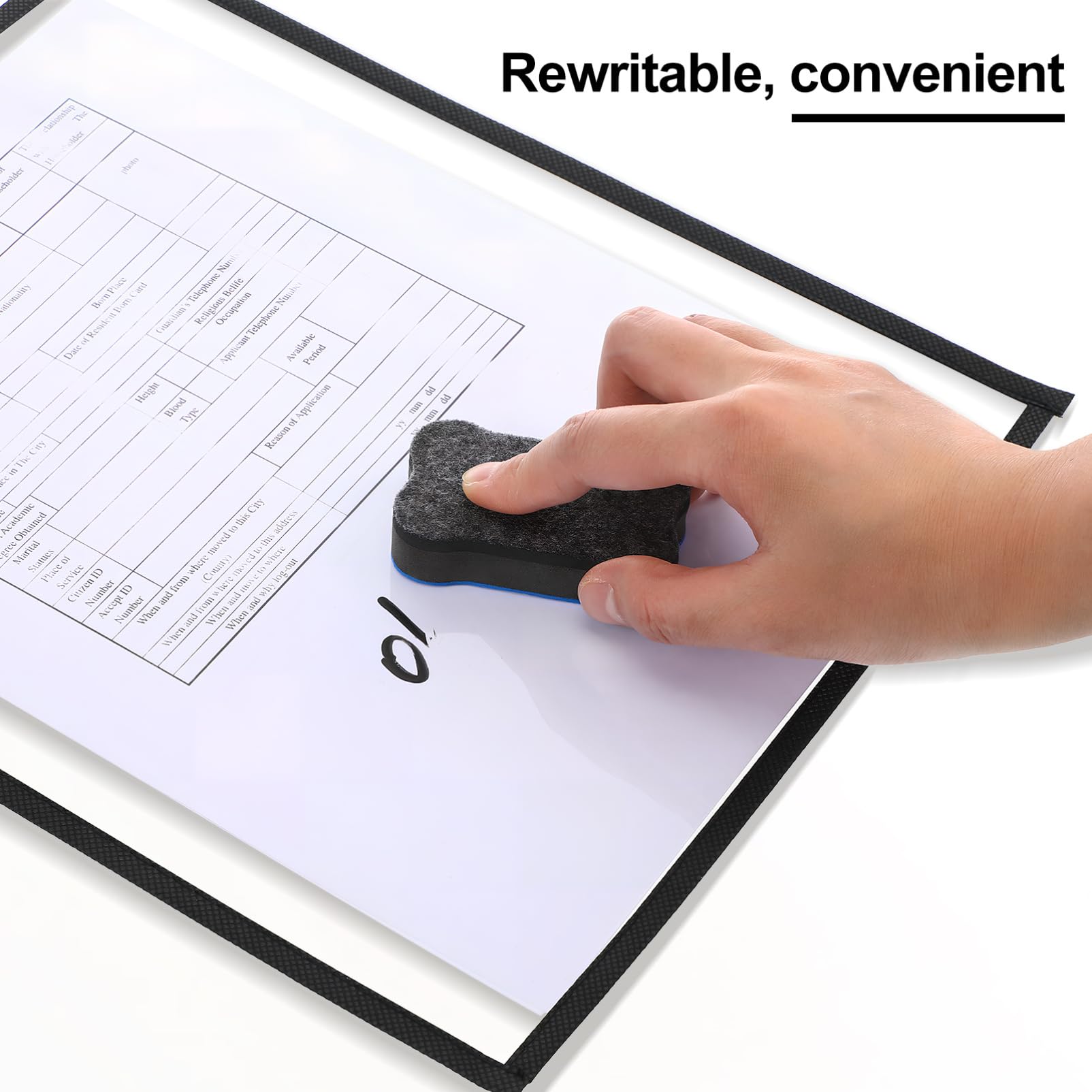 Lot de 30 Pochettes Pvc Transparentes Effaçables à Sec Suspendues, Format Standard, Réutilisables Adhésives, pour Bureau et Organisation en Classe