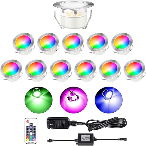 Kit de luces LED para terraza, IP67, impermeable, 1.78, luz regulable para escaleras, paquete de 12 luces de decoración empotradas de bajo voltaje,
