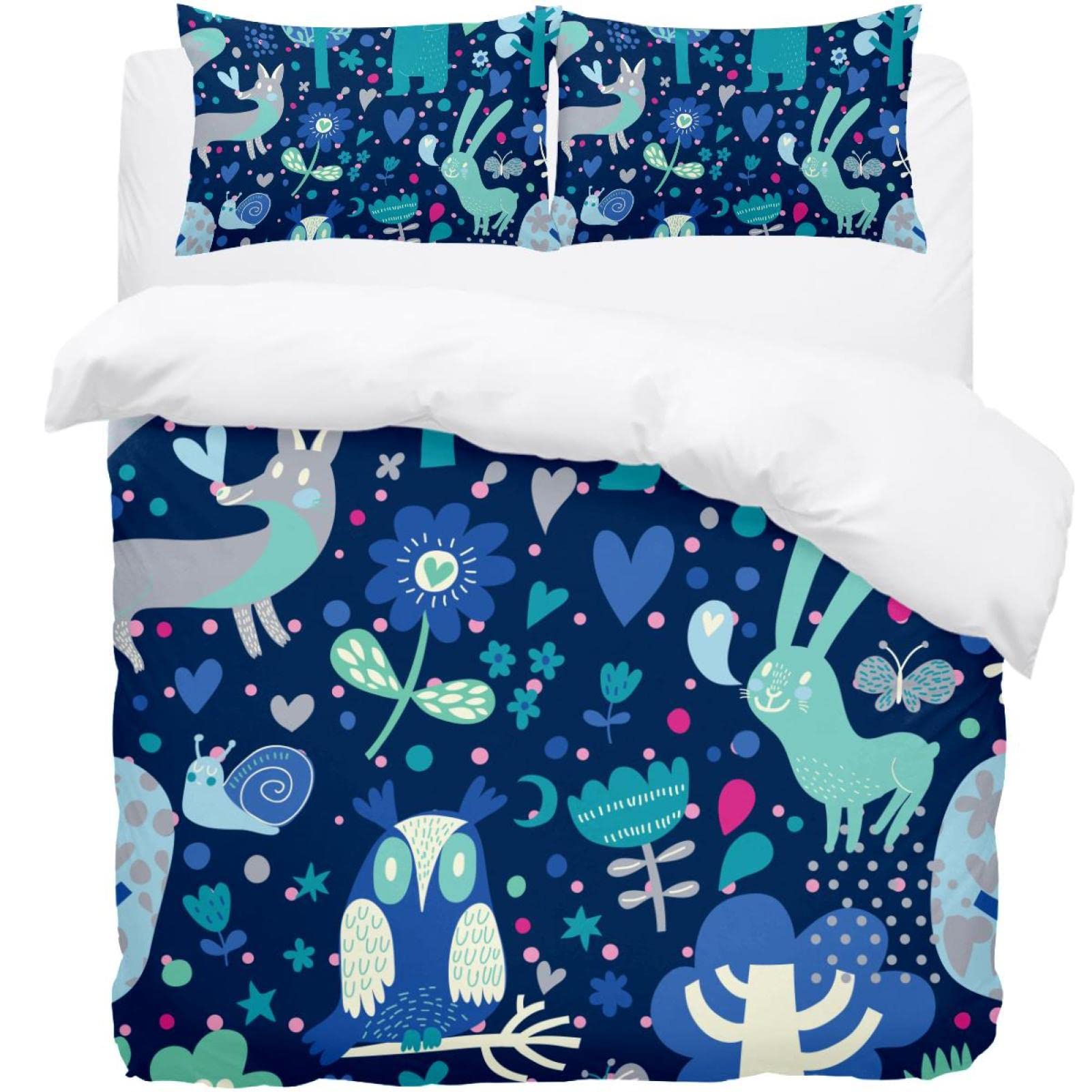 Housse de couette bleu en microfibre Supersoft et ses taies assorties