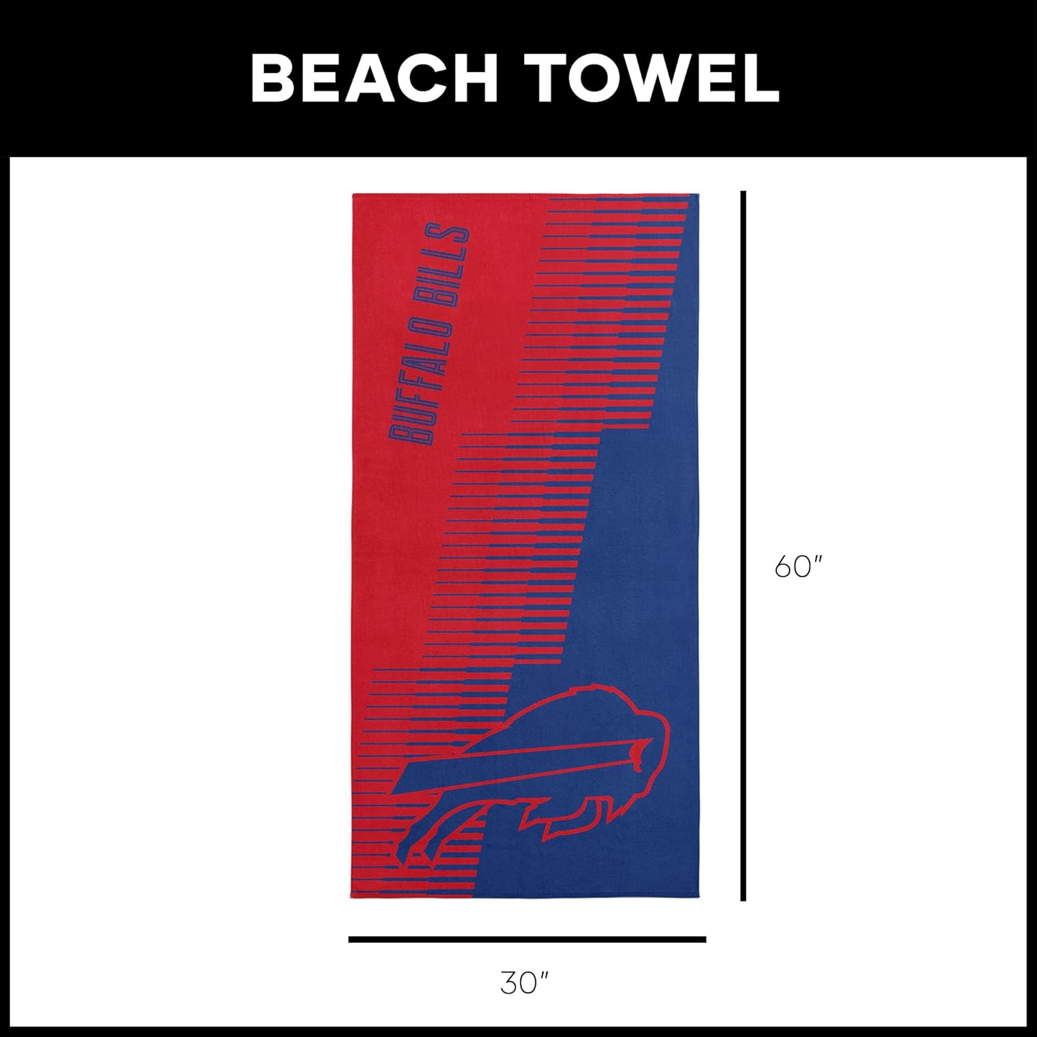 Northwest Buffalo Bills NFL Progression Jacquard Beach Towel 36 x 72 Inches - Image 6