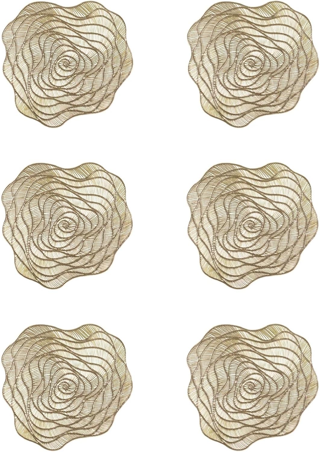 4/6PCS Placemat for Dining Table Hollow Pad Coaster Pads Table Bowl Mats Gold Dining Table Mat Non-Slip Insulation Table mat(6PCS)