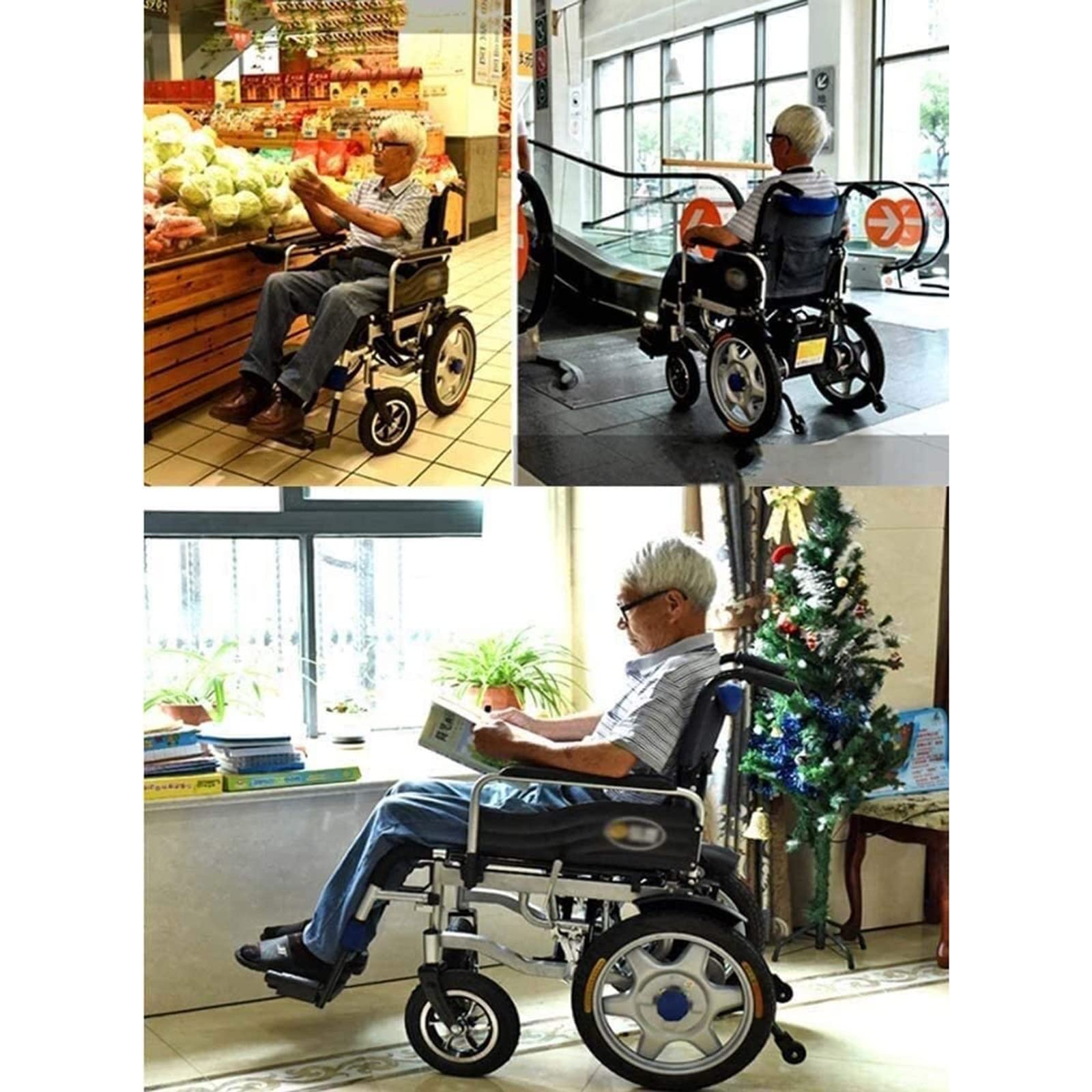 Silla de ruedas eléctrica for adultos, silla de ruedas eléctrica compacta de 12 AH: eléctrica o de manipulación manual, sillas de ruedas motorizadas todo terreno for viajes en interiores y exteriores