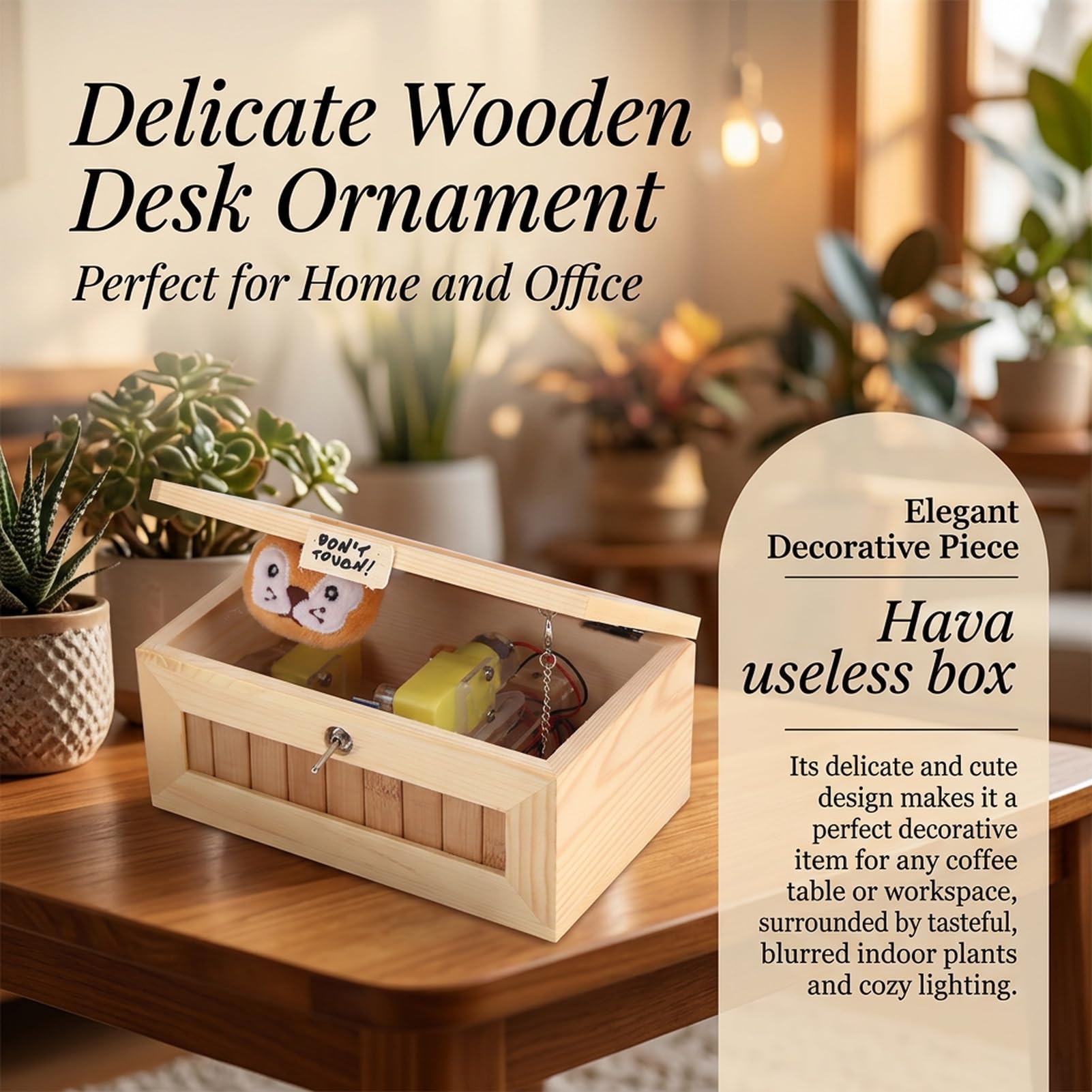 nutzloses Box Spielzeug - Lustige Holz -USB -Elektronikbox Interactive Stress Relief Toy Leckerbissen für Haus- und Büroschreibtisch Dekoration