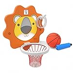 Lifelong Cuppy Lion Kids Basketball Hoop & Ring Toss Game Set for 2–5 Years | Wall Mounted Foldable Lion Board with Ball, Pump & Rings| Indoor Outdoor Sports Toy for Boys & Girls (LLCBS01)