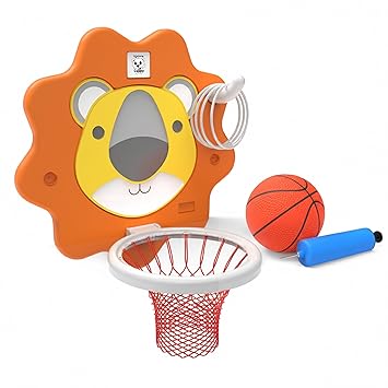 Lifelong Cuppy Lion Kids Basketball Hoop & Ring Toss Game Set for 2–5 Years | Wall Mounted Foldable Lion Board with Ball, Pump & Rings| Indoor Outdoor Sports Toy for Boys & Girls (LLCBS01)