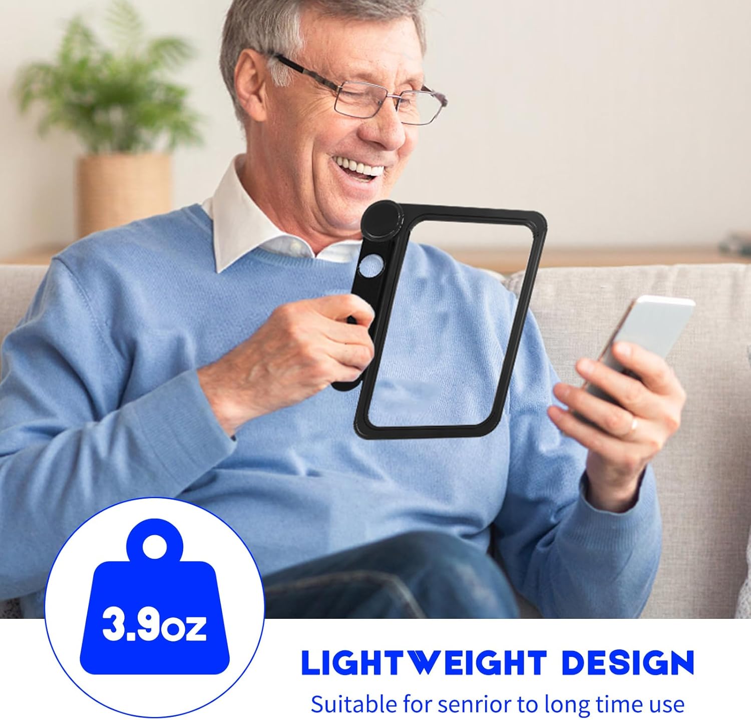 Lupa Para Leer, Lupa 5X Con Soporte, Lupa De Lectura Con Luz LED