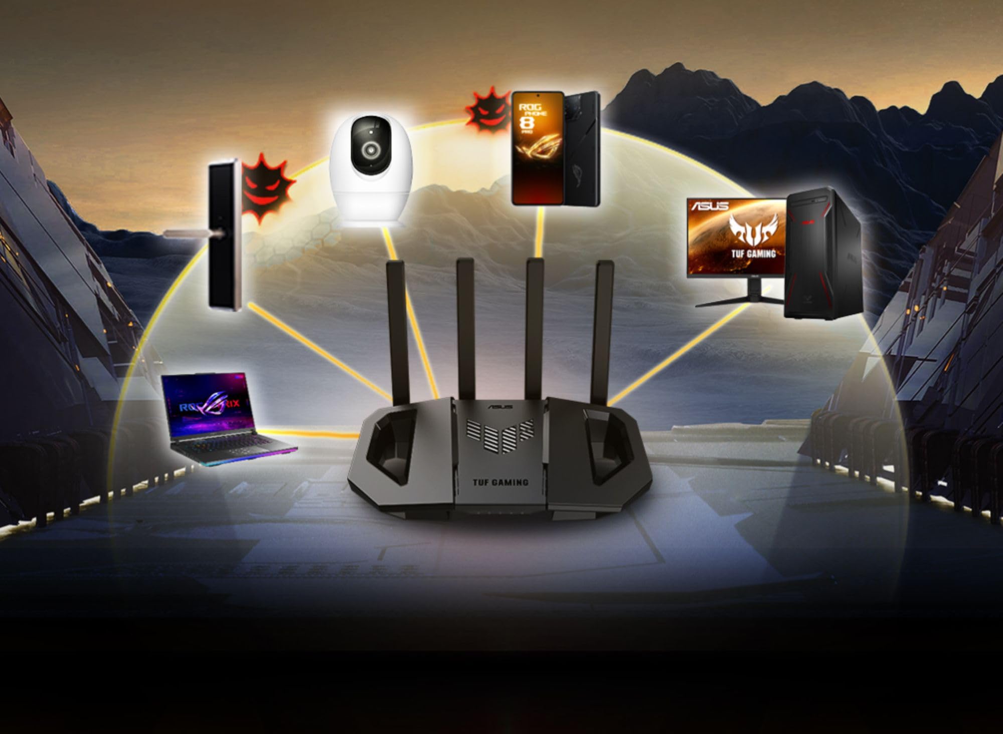 ASUS TUF Gaming BE3600, dwuzakresowy router WiFi 7 802.11be, Ethernet 2,5 Gb/s, tryb gier mobilnych, obsługuje sieć WiFi, akcelerator biegów, adaptacyjna QoS, przekierowanie portów, mobilny Tethering