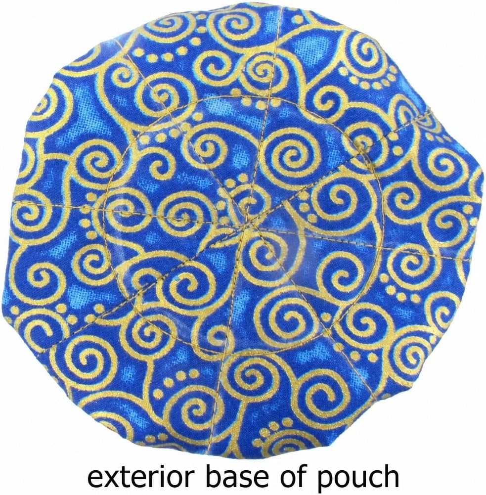 Marisa D'Amico Cobalt Drawstring Jewelry Pouch Cotton Poly Silk 8 Pockets Travel Organizer, Swirls image 4