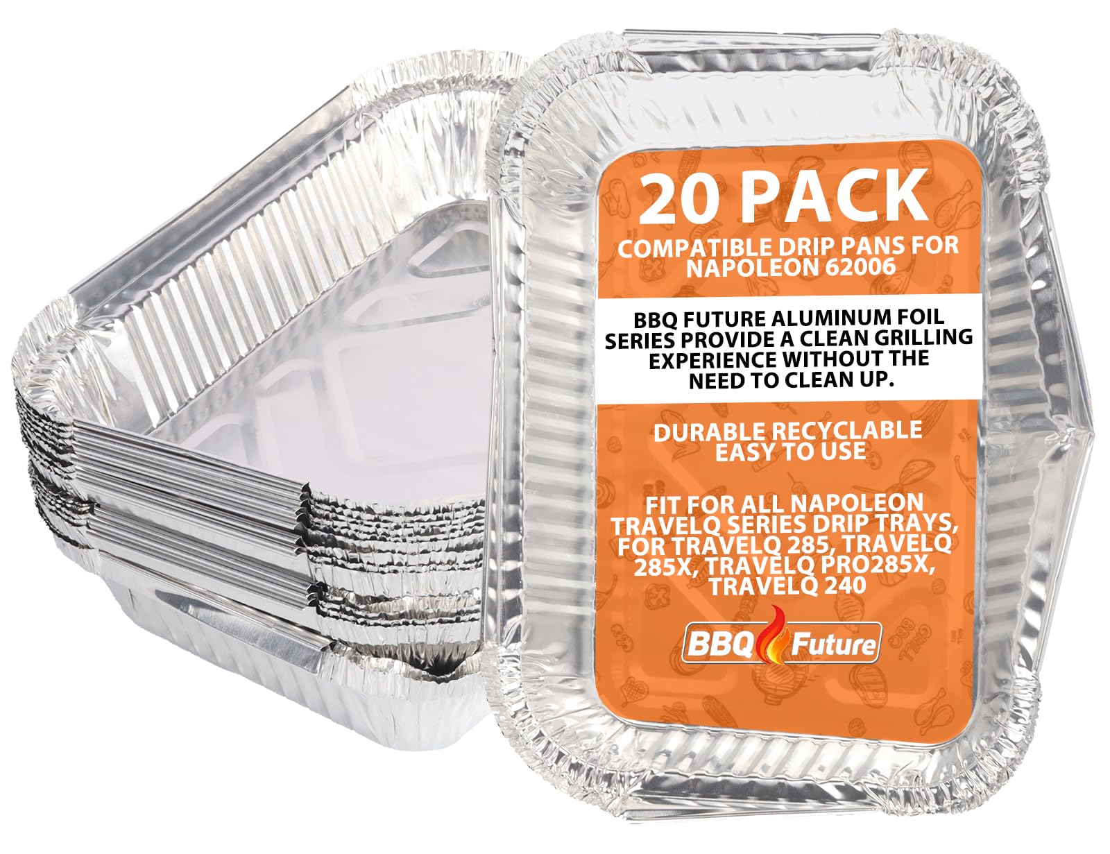 62007 Lot de 20 doublures d'égouttement pour Napoléon, accessoires pour bac à graisse Napoleon Prestige I/II/V, Prestige Pro, Rogue, Mirage & Ultra Chef, pièces de rechange jetables en aluminium pour