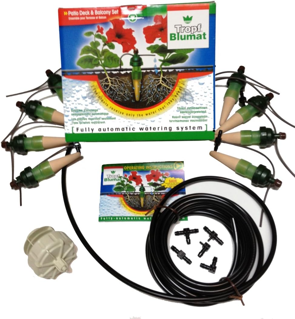 - Irrigation System for 8 Plants w/Pressure Reducer | Automatic Drip Irrigation Kit | No Electricity, No Batteries Required | Garden, Patio, Hanging Baskets, Raised Bed, Greenhouse