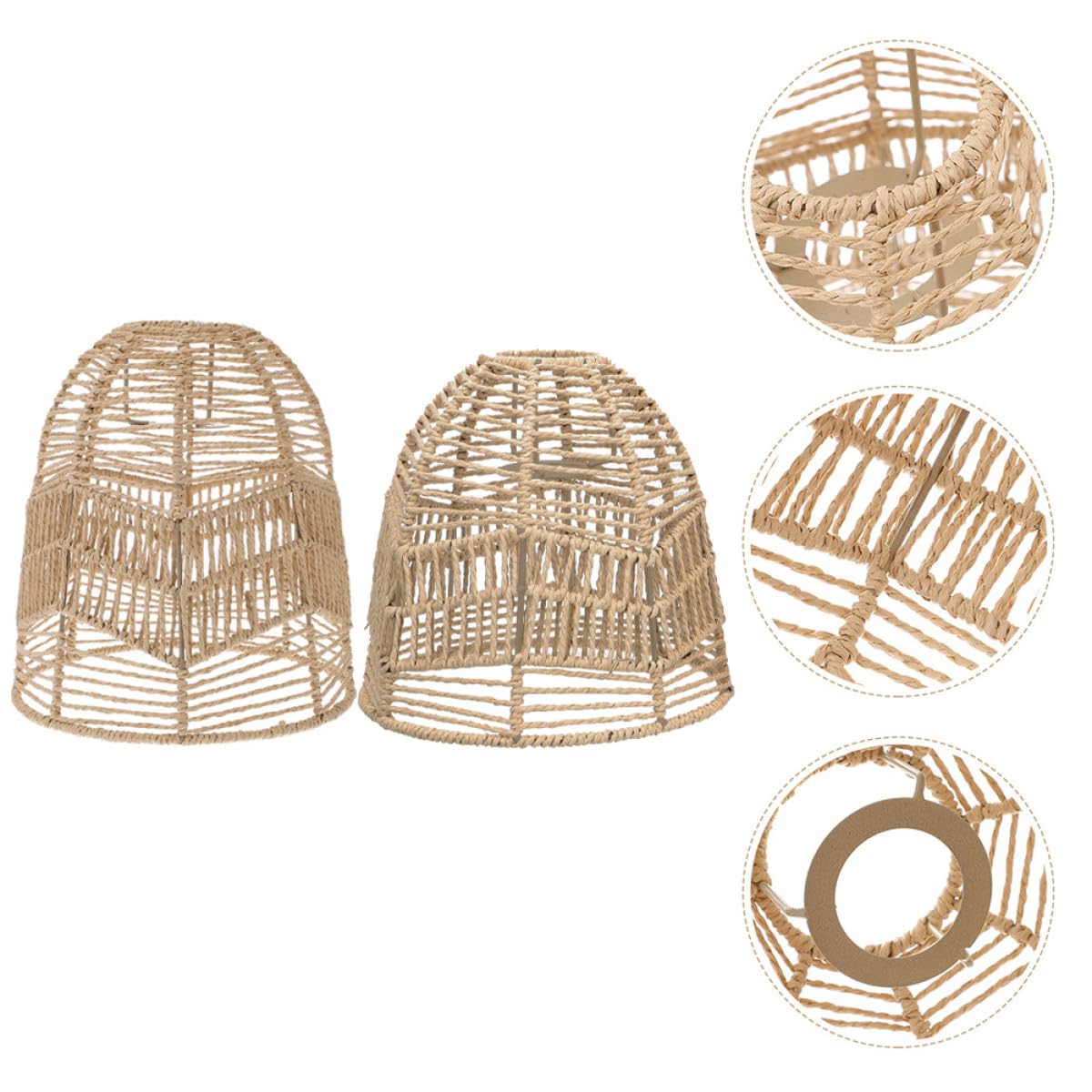 Yardenfun 2 Pezzi Lampada Sospensione con Paralume in Stile Intrecciato Vintage Copertura per Lampada da Soffitto in Carta e Filo per Soggiorno e Camera da Letto Atmosfera Calda e Naturale