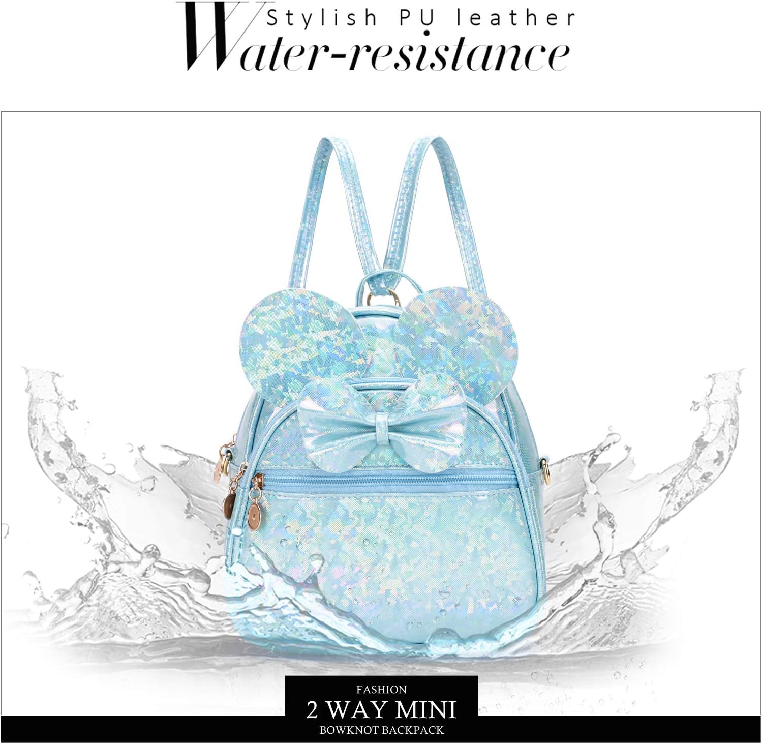 KL928 Girls Mini Backpack Bowknot Polka Dot Cute Small Daypacks Convertible Shoulder Bag Purse for Women - Image 6