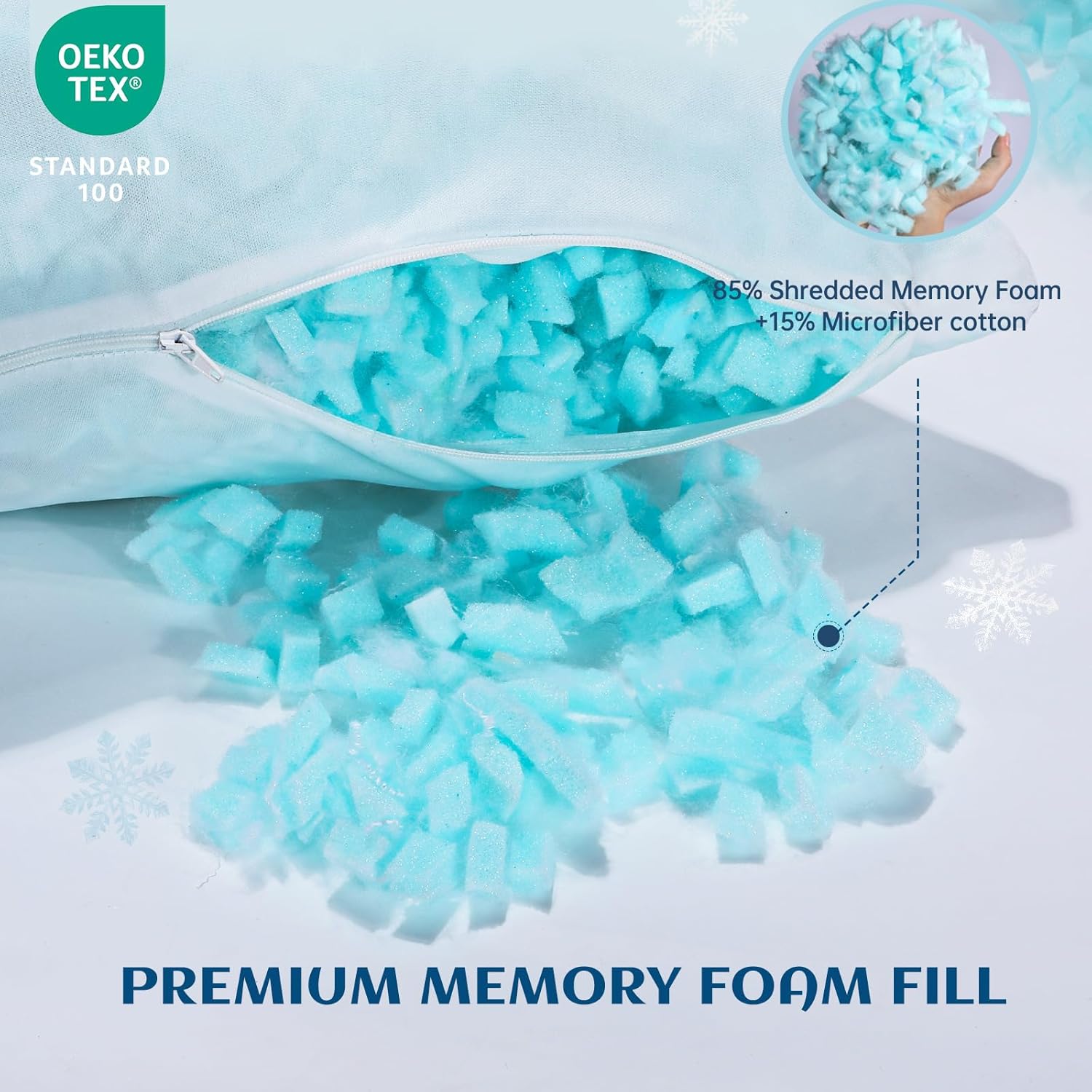 Side Sleeper Pillows for Adults 2 Pack, Cervical Pillow for Side Sleepers, Cooling Pillow with Ergonomic Design, Adjustable Crescent Shredded Memory Foam Pillows for Neck and Shoulder Pain Relief - Image 6