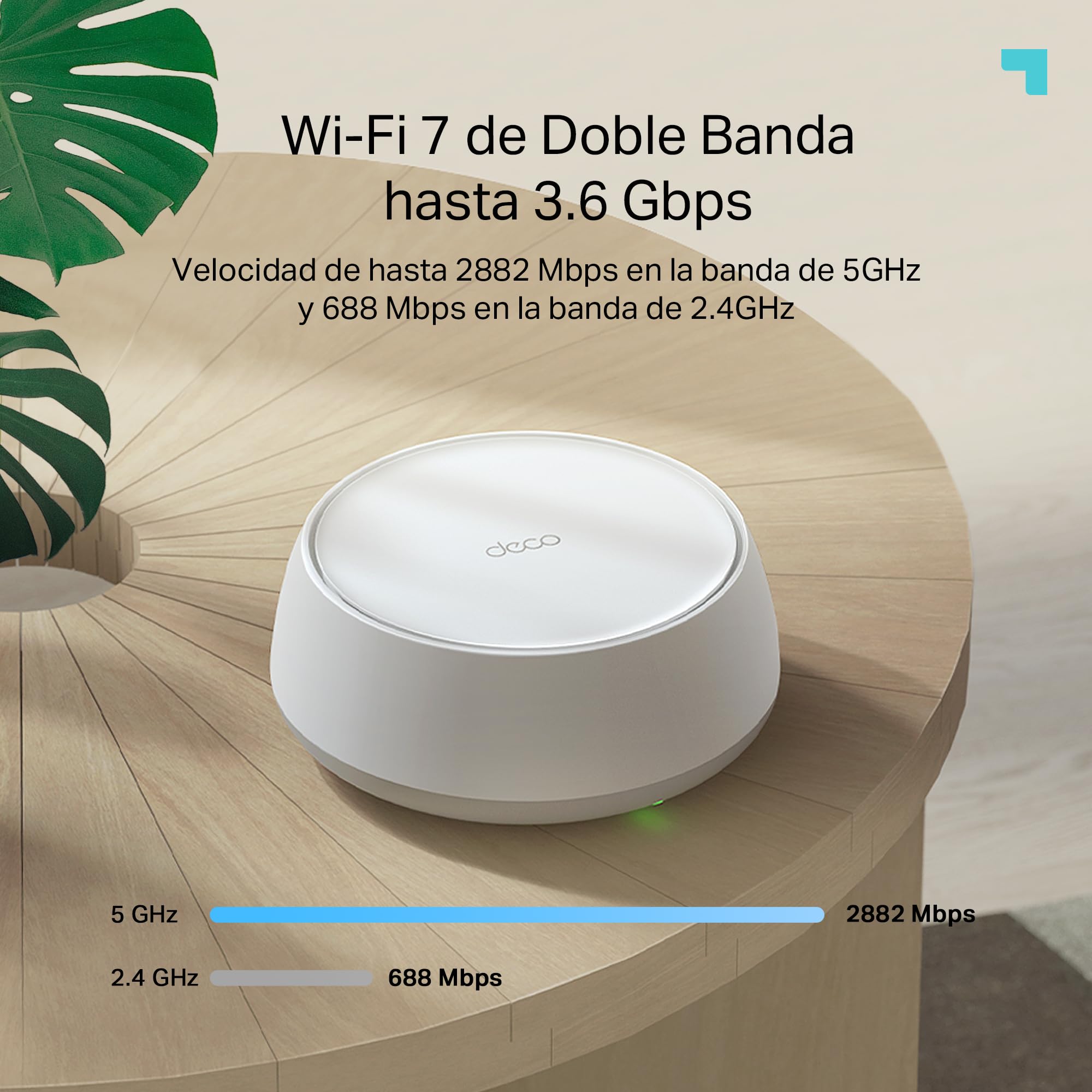 TP-Link Deco BE3600 (3-Pack) – Mesh Wi‑Fi 7 de Doble Banda hasta 3,6 GB/s, backhaul híbrido inalámbrico y por Cable, MLO, 2 Puertos Gigabit por Unidad, Seguridad HomeShield