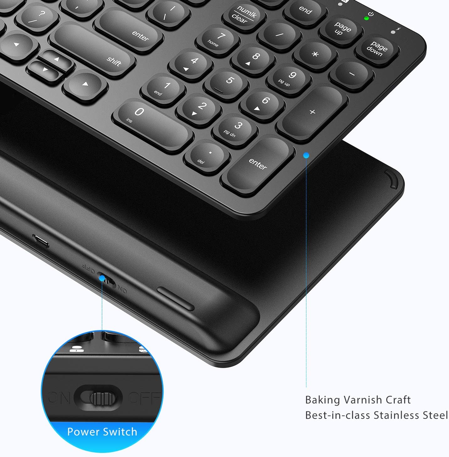 Hоttеѕt Sаlе Wireless Keyboard, iClever GKA2-01B Rechargeable 2.4G Full Size Slim Silent Computer Keyboard, Ergonomic Wireless Keyboard with Number Pad for Mac, Windows7/8/10, PC, Laptop, Desktop, iMac, Black