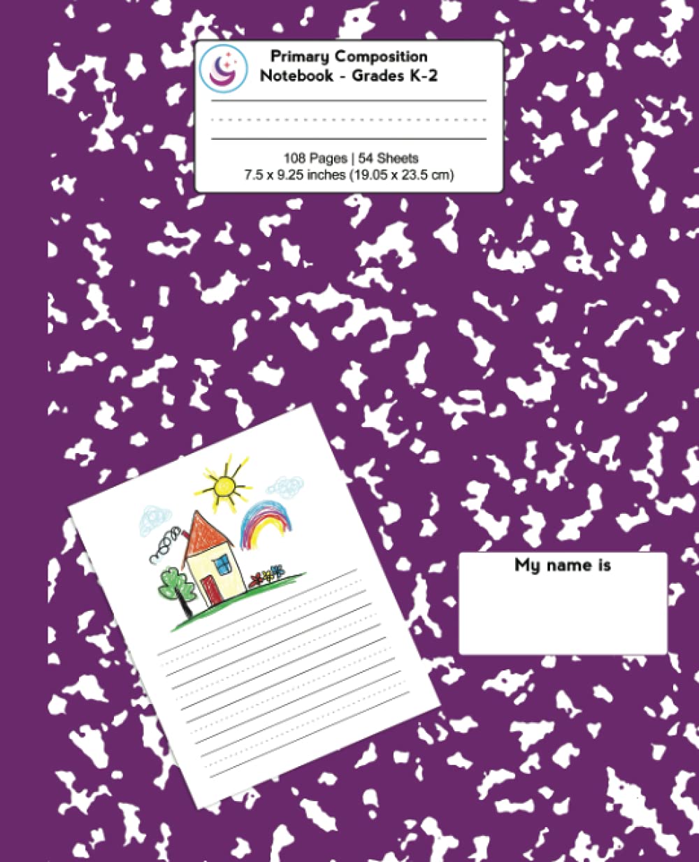 Primary Composition Notebook: Purple Marble, Grades K-2 Kindergarten Writing Journal