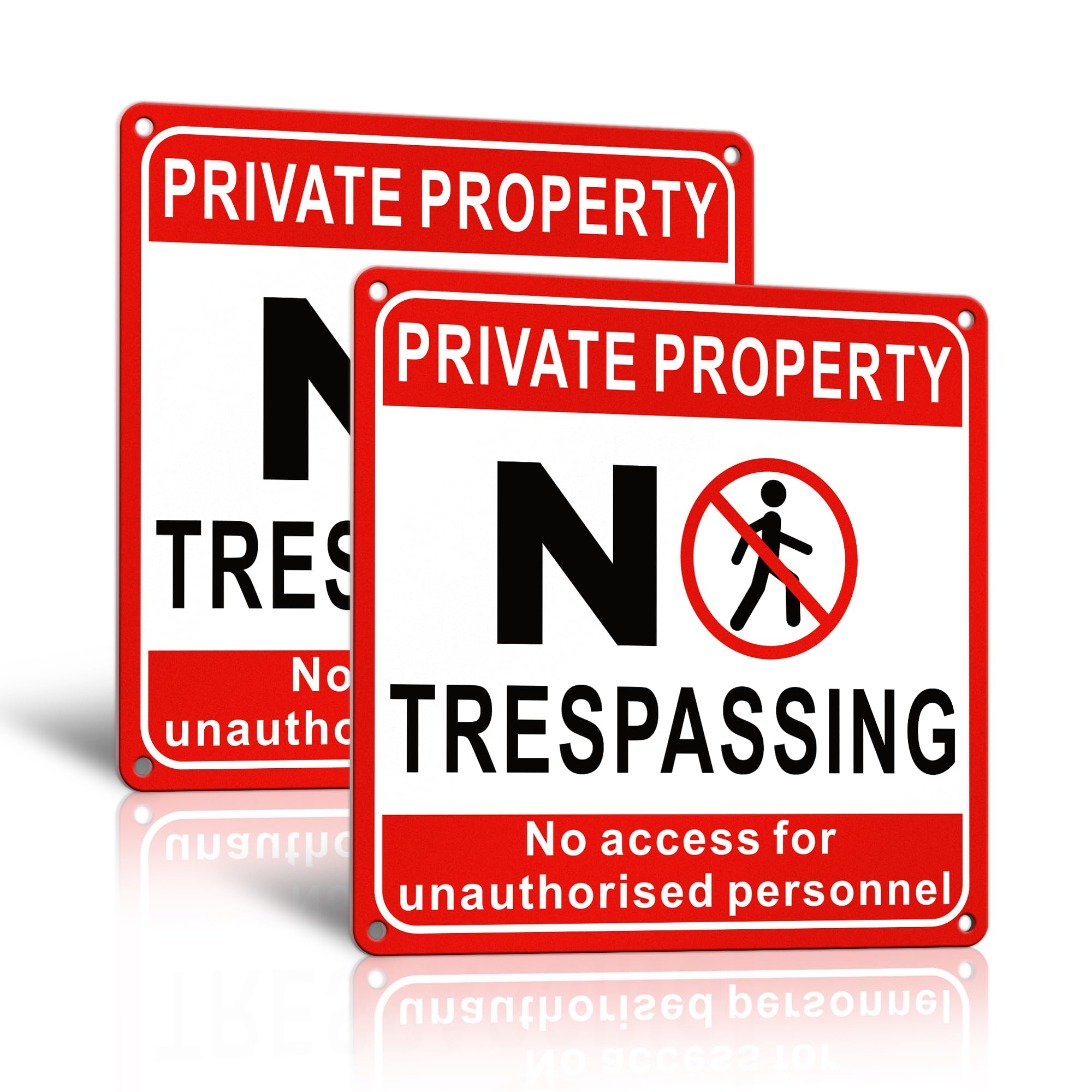 TAKULA Signs Private Property No Trespassing - 22 * 22CM No Unauthorised Access Signs for Outdoor Gate Fences