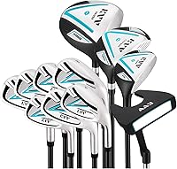 KVV 11-Piece Left Hand Women's Golf Club Set: Driver, Fairway Wood, #5 Hybrid, 5-PW Irons, Putter - Premium Regular Flex