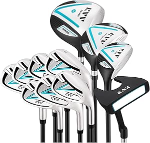 KVV Premium Right Hand Golf Club Set 11-Piece Set for Women, Including Driver, Fairway, Hybrid, 5#-P# Irons, Putter Steel Shaft Regular Flex Golf Clubs, with/Without Golf Bag
