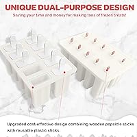 Vista 2 de Miaowoof Moldes caseros para paletas de hielo, fabricante de paletas de hielo de silicona sin BPA de 10 cavidades, con 50 palitos, 50 bolsas, 10