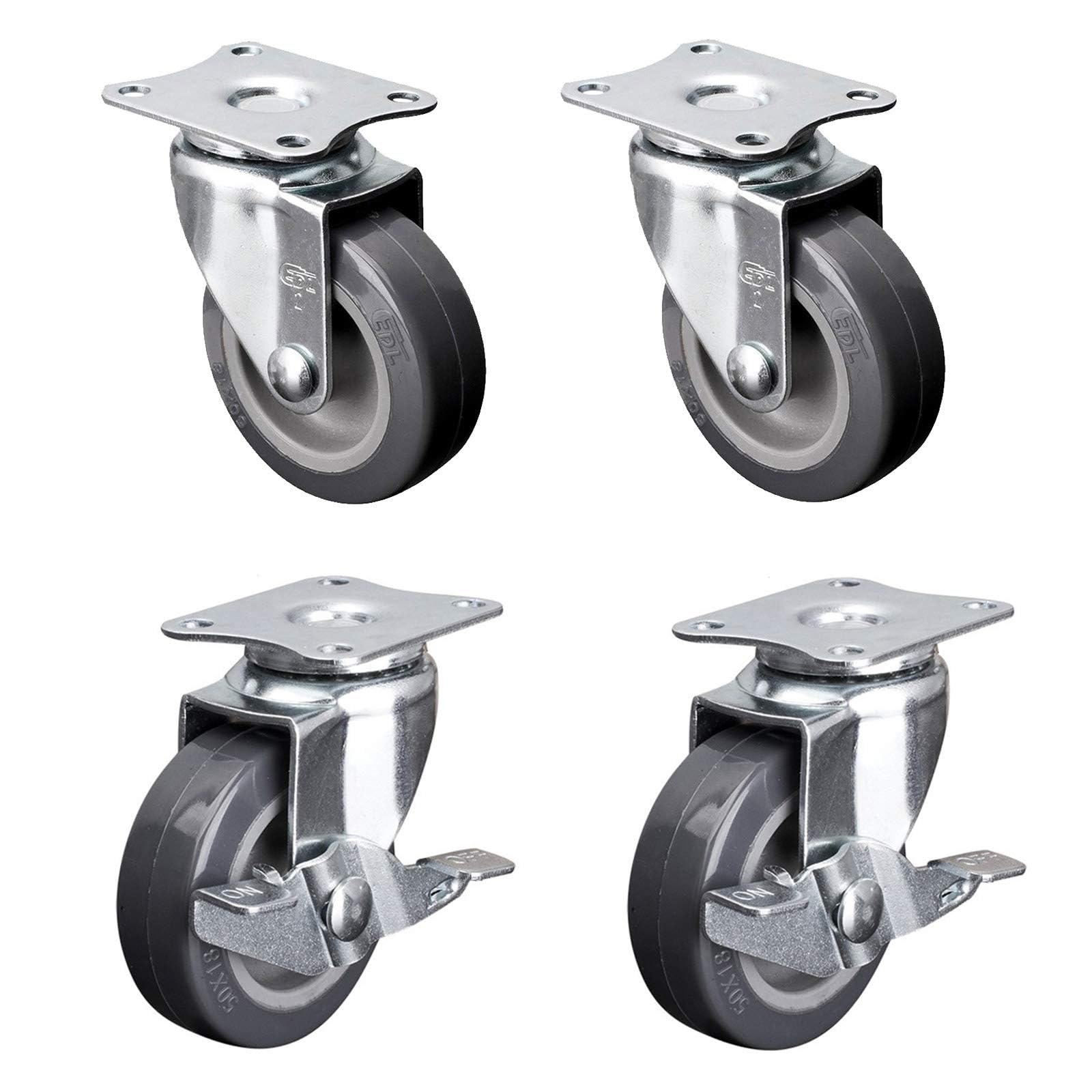 ZGUOUZANTYE Heavy Duty Swivel Casters With Side Brakes For Shopping Carts Machinery Equipment Racks(Rotating,1.5in)