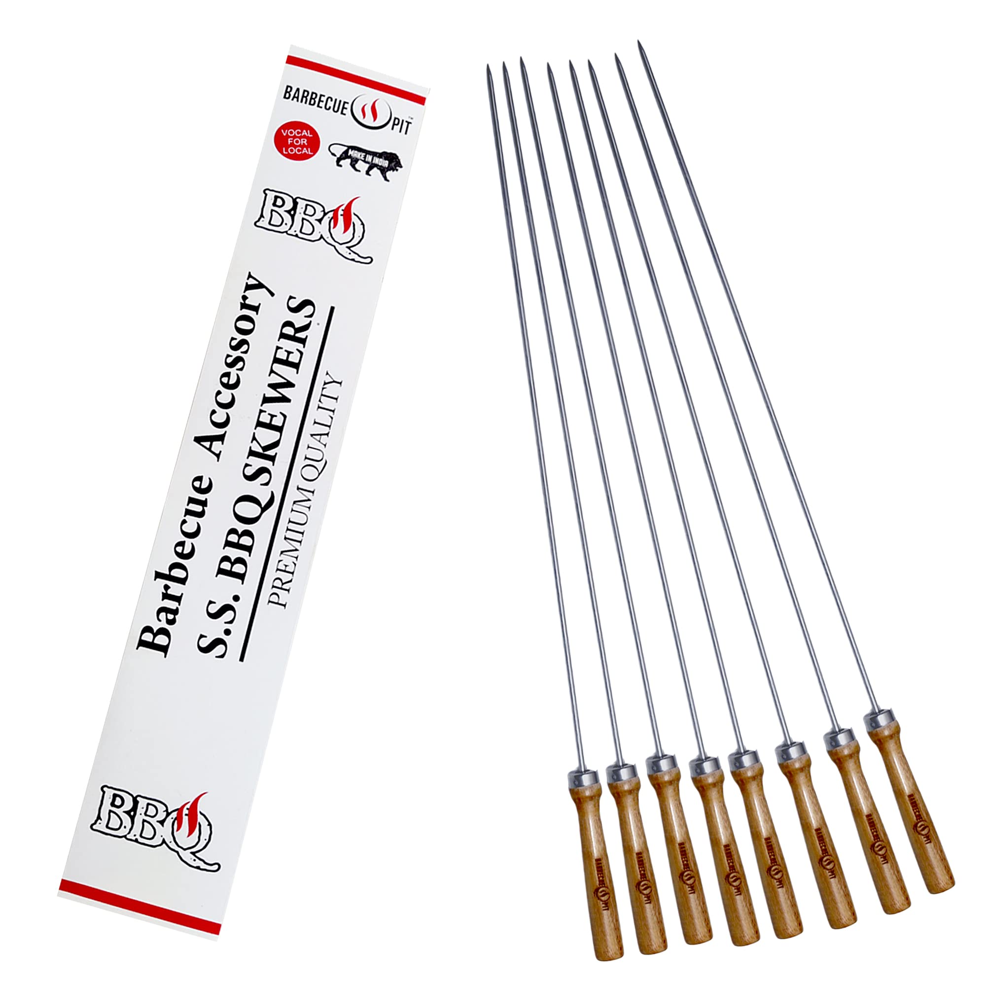 Barbecue Pit ® 4mm Round S.S. 304 Food Grade Skewer - 24" inches Long - Natural with Wooden Handle - Pack of 8pcs (B08P6VZZRJ) Amazon Price History, Amazon Price Tracker
