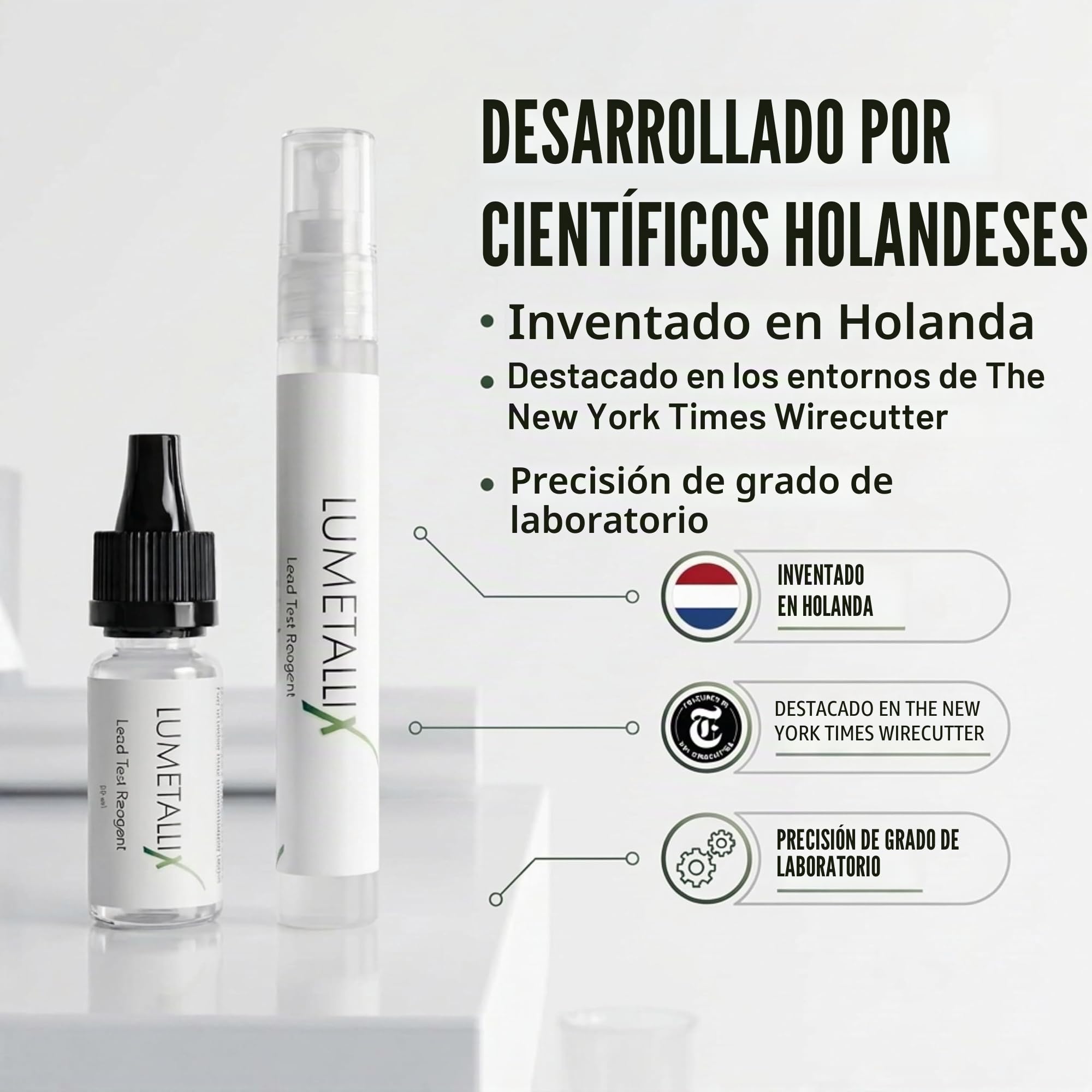 Lumetallix: Kit Instantáneo de Test de Plomo para Platos, Pintura, Cerámica, Vidrio, Juguetes | Rápido, Fácil y Seguro de Usar, Detección Fiable de Plomo | El Test del Plomo que Brilla