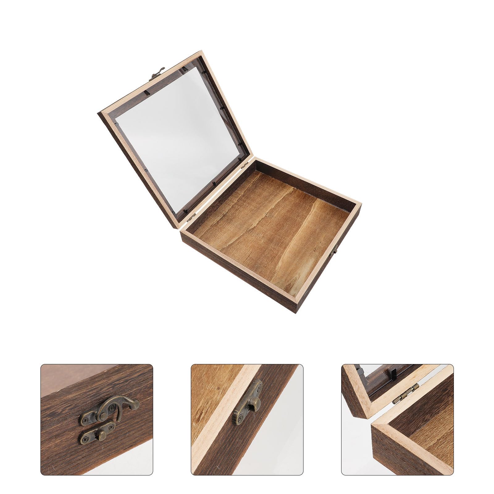 Beaupretty Caja de Exhibición de Insectos Tapa Estilo Retro, Multi-funcional y Compacta, Hecha de Acrílico y Madera Color Café para Decoración y Almacenamiento