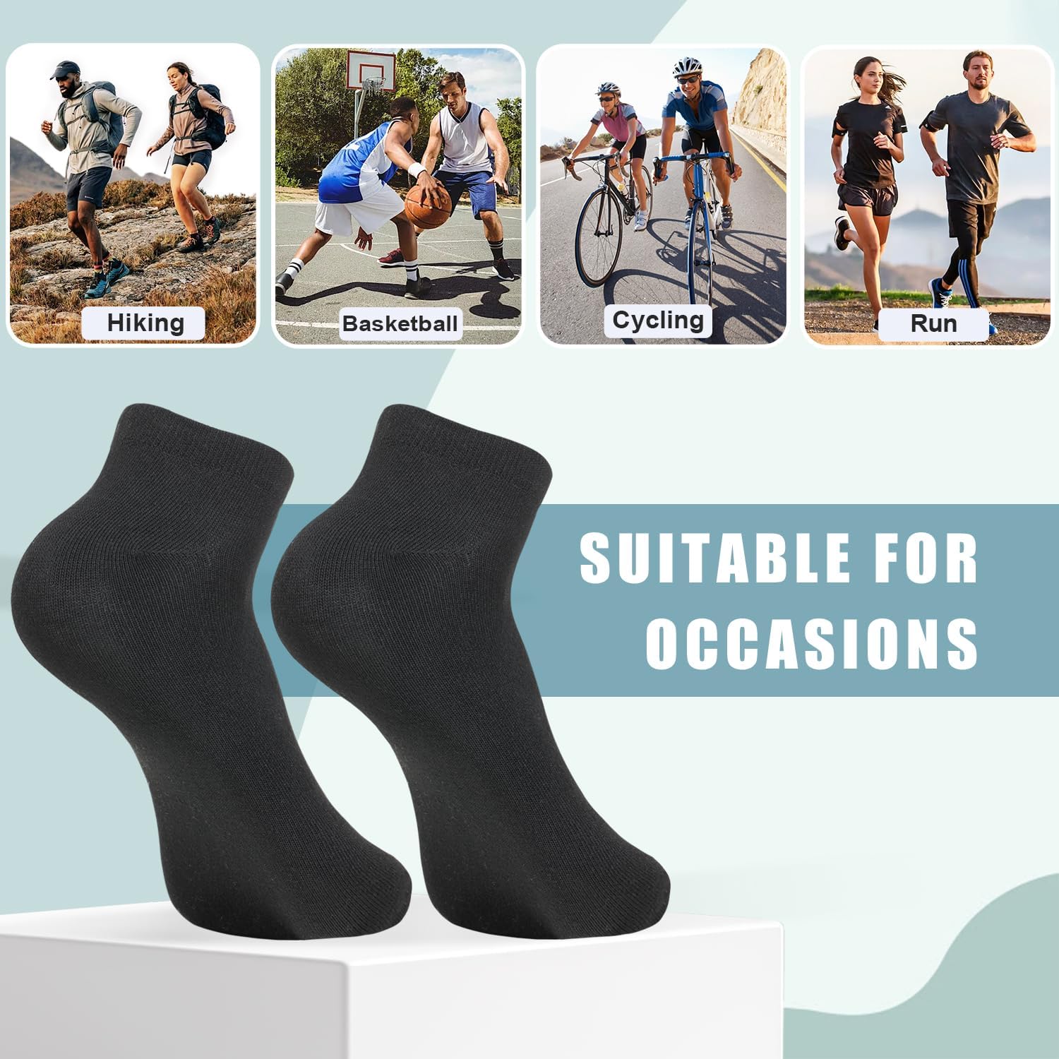 Mens Cushion Ankle Socks Men Low Cut Comfort Breathable Casual Socks Bulk - Image 4