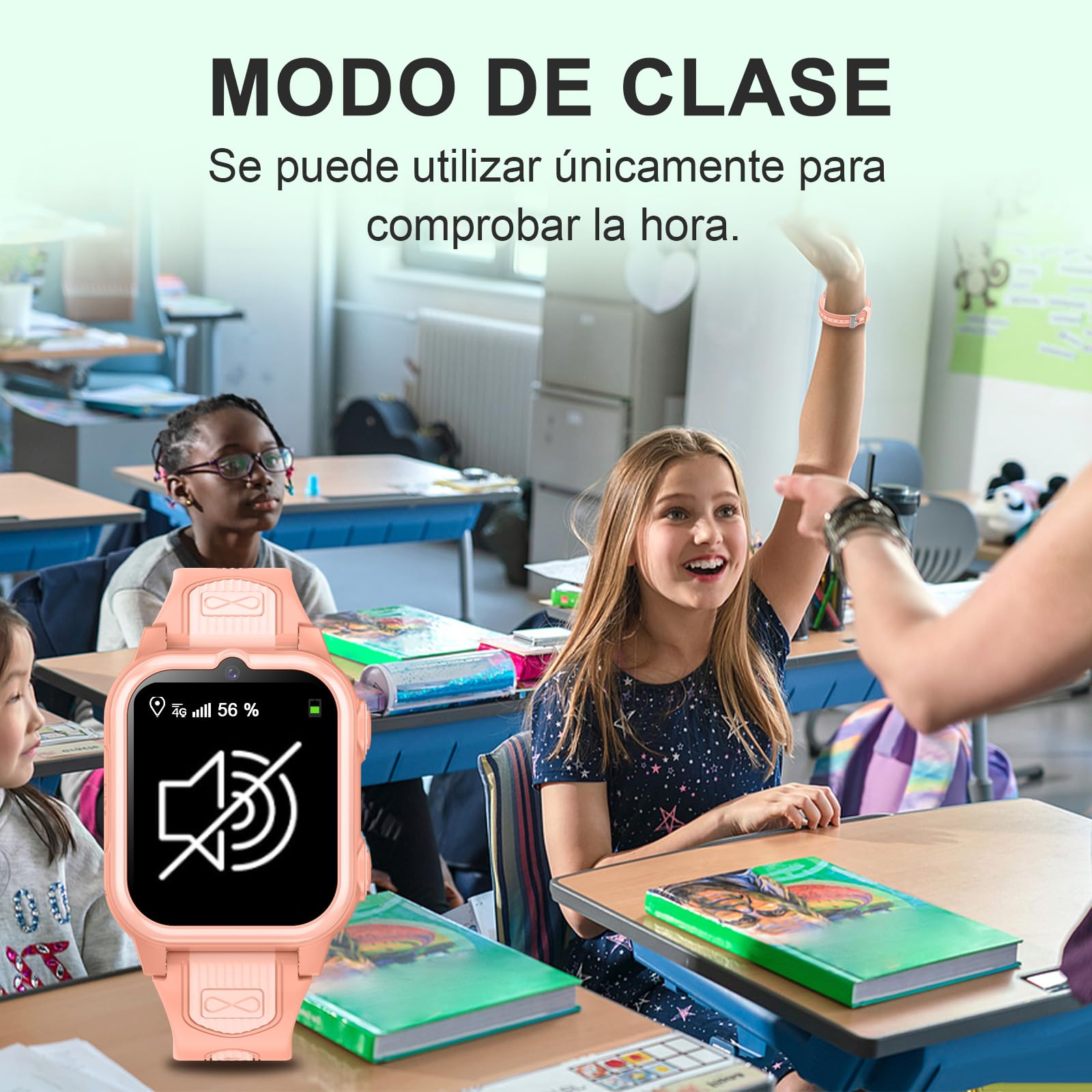Reloj Inteligente Niños Niñas Infantil Smartwatch con GPS 4G WiFi Impermeable Teléfono Control Parental Videollamada SMS SOS Modo Clase Rechazo llamadas Desconocidas Cámara Reproductor Música Vídeo
