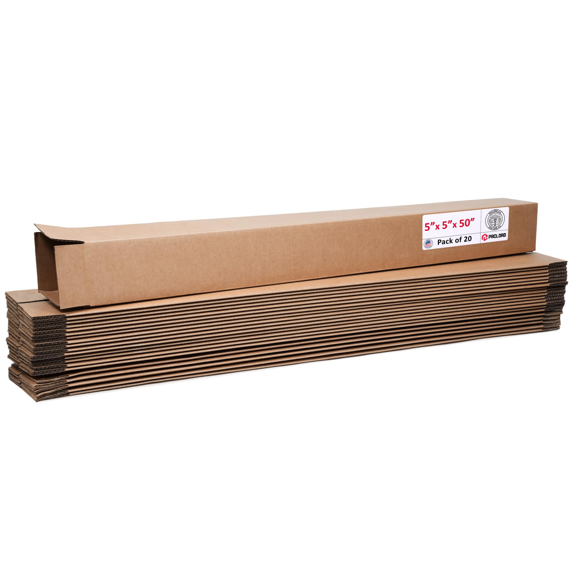 Tall Cardboard Boxes 5"L x 5"W x 50"H (Pack of 20) - USA-Made Packing Boxes for Moving, Shipping, or Storage - USPS, UPS, FedEx Approved - Professional Packing Supplies for Moving | USA-Made Packing Boxes for Moving, Shipping, or Storage - USPS, UPS, FedEx Approved - Professional Packing Supplies