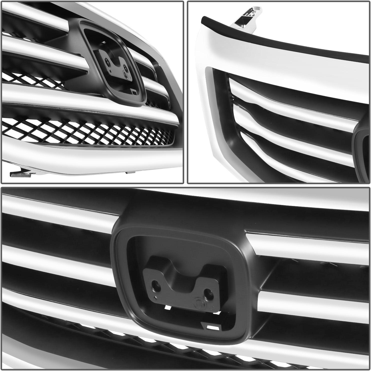 Auto Dynasty - Factory Style Front Bumper Mesh Grill Grille Assembly with Chrome Slat and Bezel Compatible with Honda Pilot 2012-2015, Matte Black