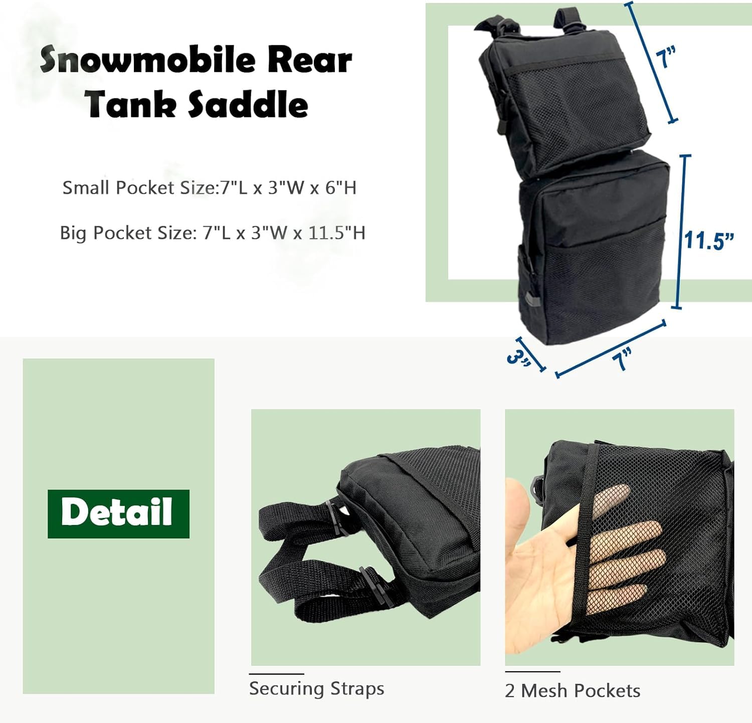 Coco – Lot de 2 Sacs de Selle de réservoir pour VTT, Sac de Rangement pour remorque, Sac de Chasse (Noir)