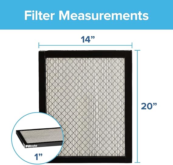 Filtrete 14 x 20 x 1 AC Furnace Air Filter, MERV 14, MPR 2800, Ultrafine Particle Premium Filter, 3-Month Pleated 1-Inch Electrostatic Air Cleaning Filter, 2-Pack (Actual Size 13.781x19.781x0.84 in)