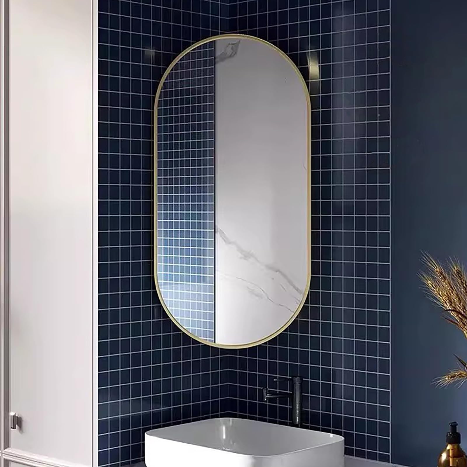 Miroir mural ovale pivotant bras extensible miroir de salle de bain suspendu